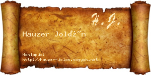 Hauzer Jolán névjegykártya